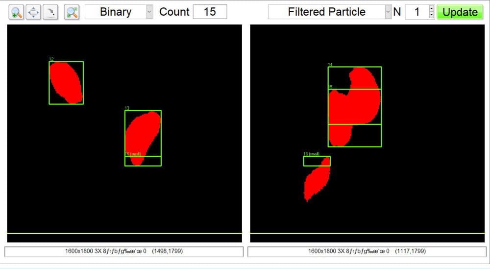 右の重なった1つの画像が左では２個と見えている画像資料
